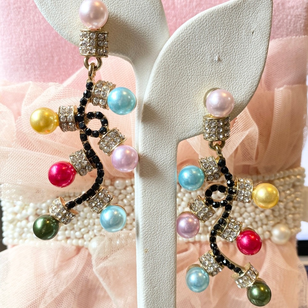 Festive Christmas Holiday Light Bulb Dangle Earrings Party Statement Colorful